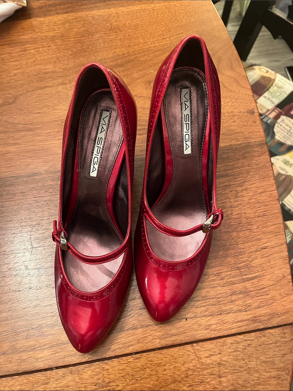 Via Spiga Red Patent Mary Jane Heels